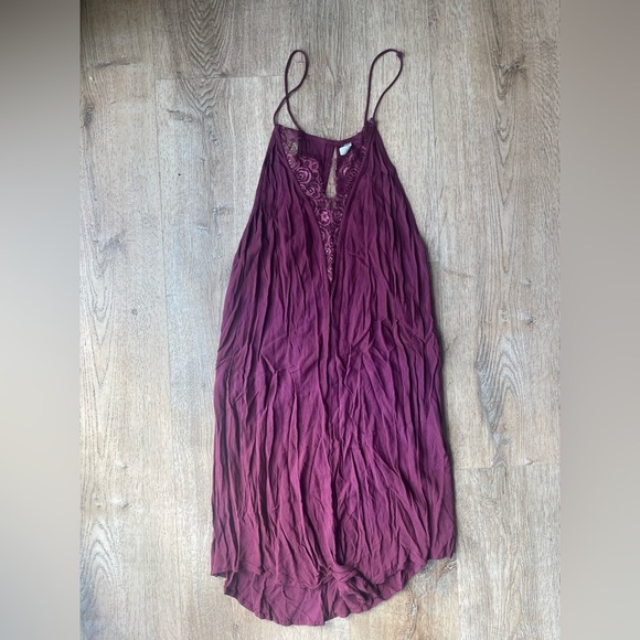 Free People Burgundy Lace Slip Dress – Boho Festival Layering S - Picture 1 of 4